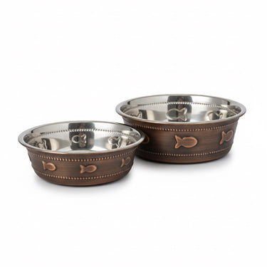 Premium Bowl Fish Embossed – Antique Copper - 470 ML